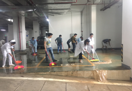 大雨無情人有情--總務(wù)科防汛搶險，黨員們帶頭出擊